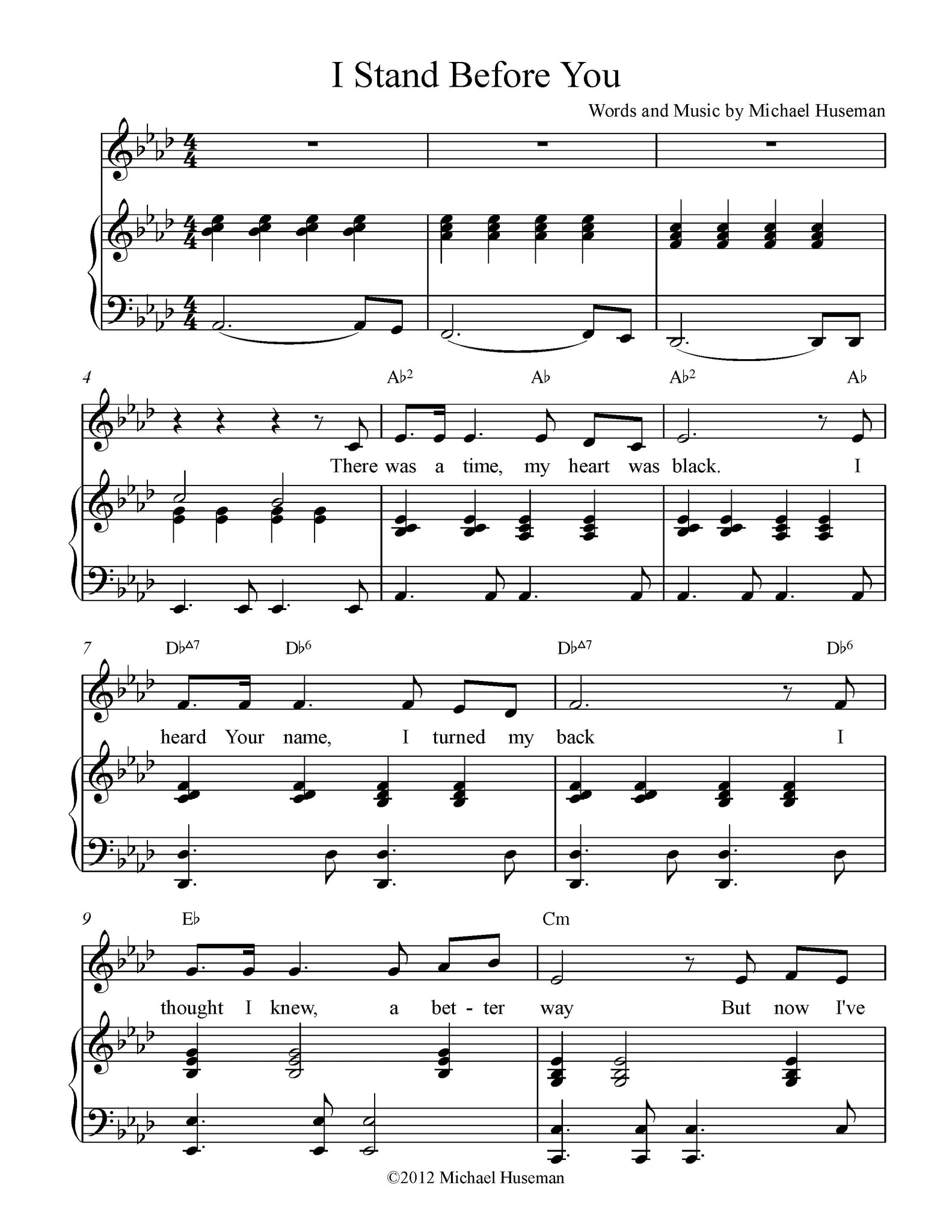 Sheet music for I Stand Before You