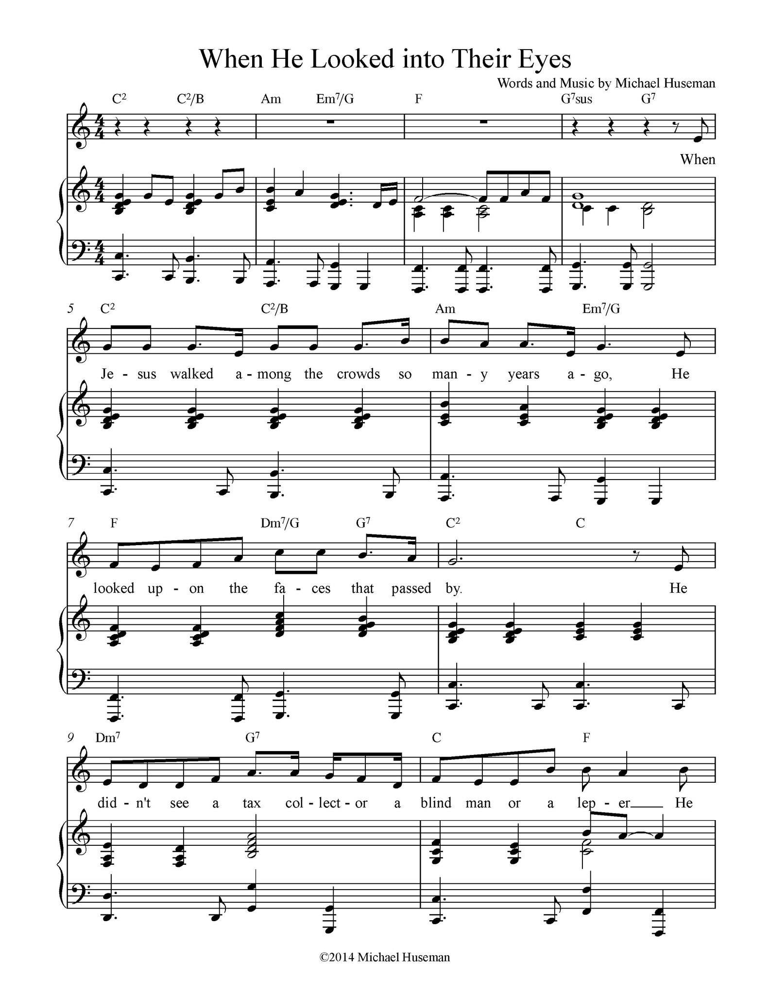 Sheet music for When He Looked into their Eyes